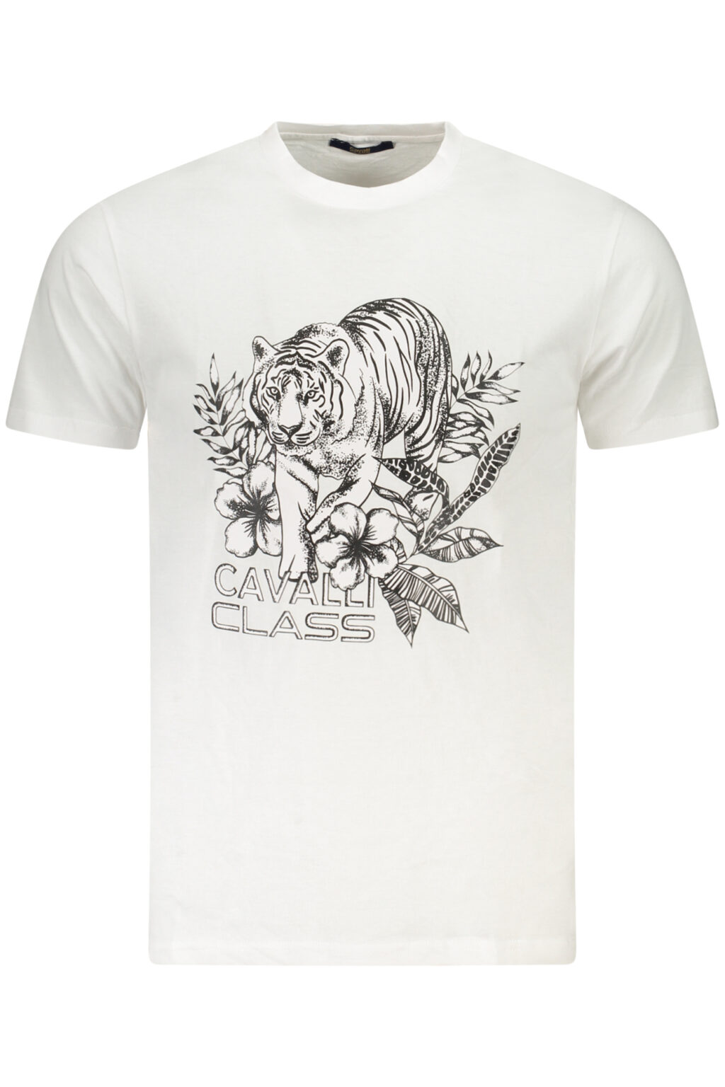cavalliclasst-shirtmanichecorteuomobianco_1 CAVALLI CLASS balti vyriški marškinėliai trumpomis rankovėmis