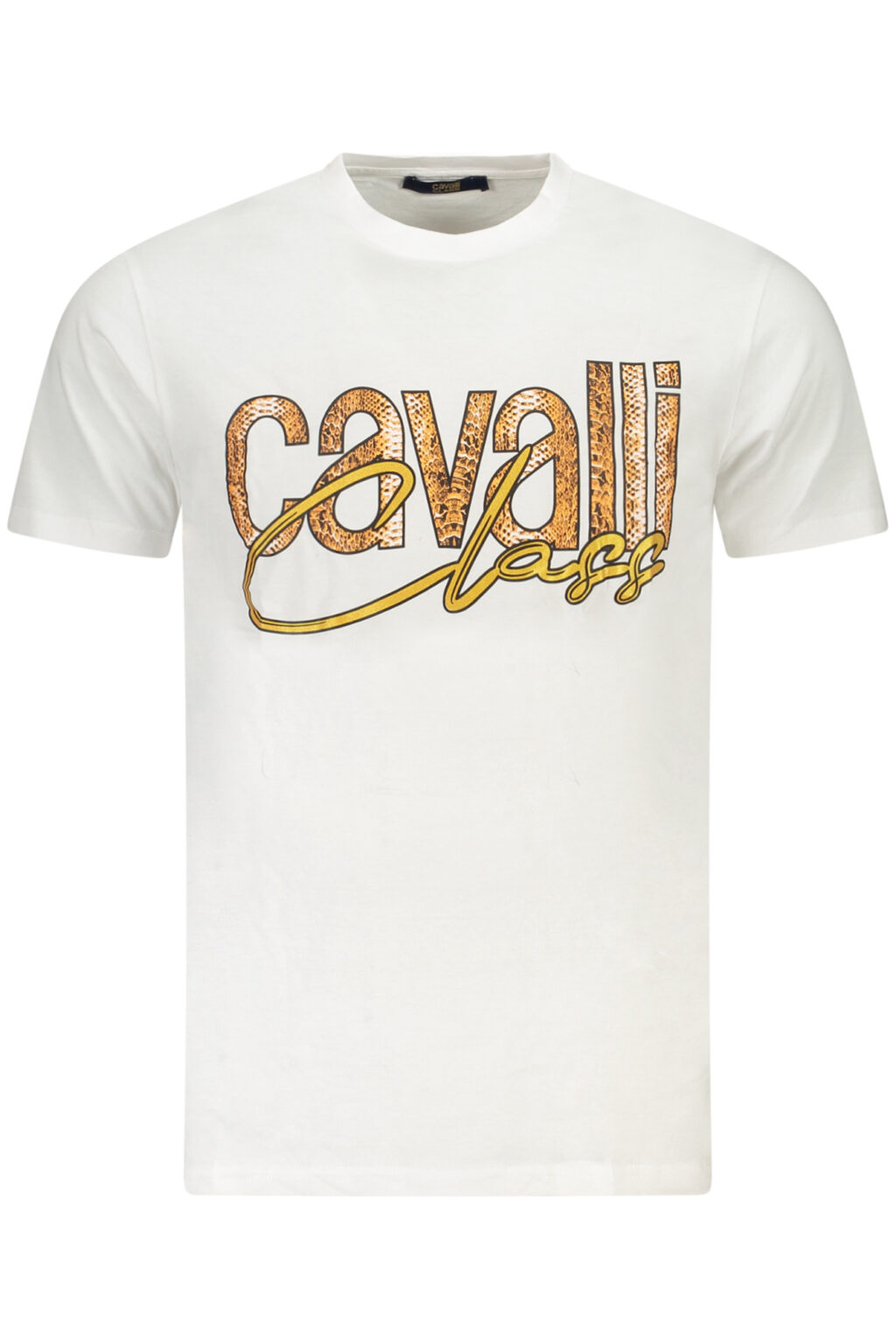 cavalliclasst-shirtmanichecorteuomobianco_1 CAVALLI CLASS balti vyriški marškinėliai trumpomis rankovėmis