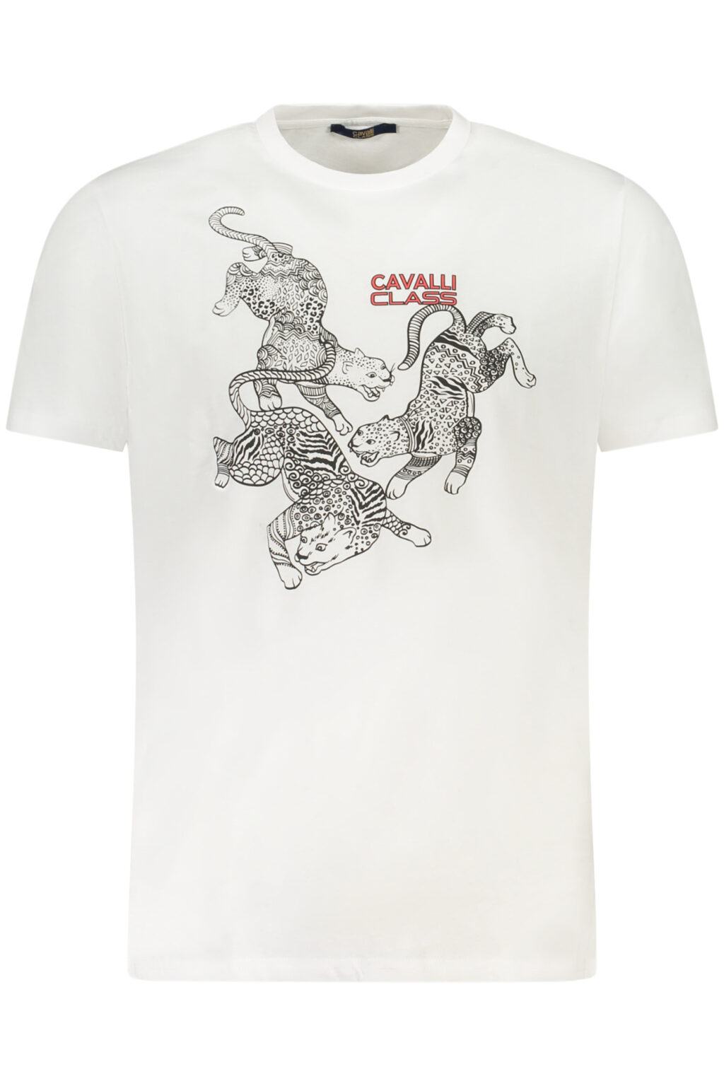 cavalliclasst-shirtmanichecorteuomobianco_1 CAVALLI CLASS balti vyriški marškinėliai trumpomis rankovėmis