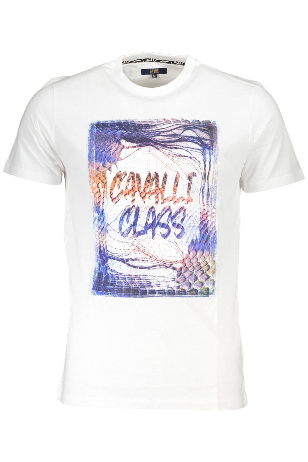 cavalliclasst-shirtmanichecorteuomobianco_1 CAVALLI CLASS balti vyriški marškinėliai trumpomis rankovėmis