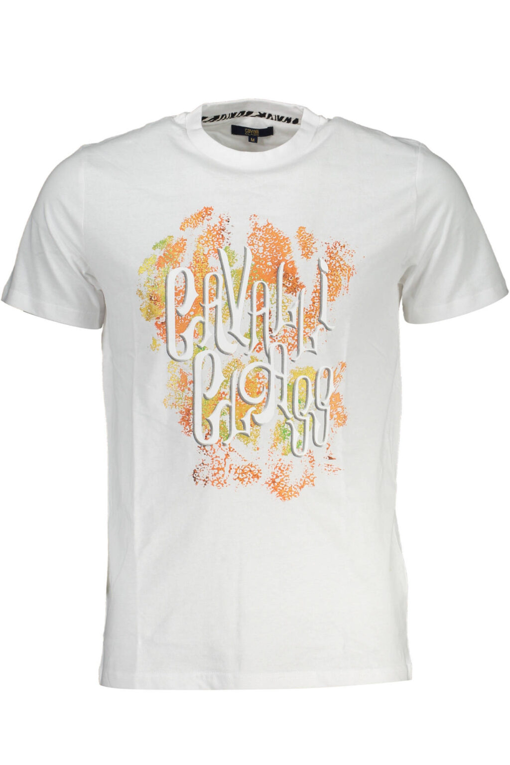 cavalliclasst-shirtmanichecorteuomobianco_1 CAVALLI CLASS balti vyriški marškinėliai trumpomis rankovėmis