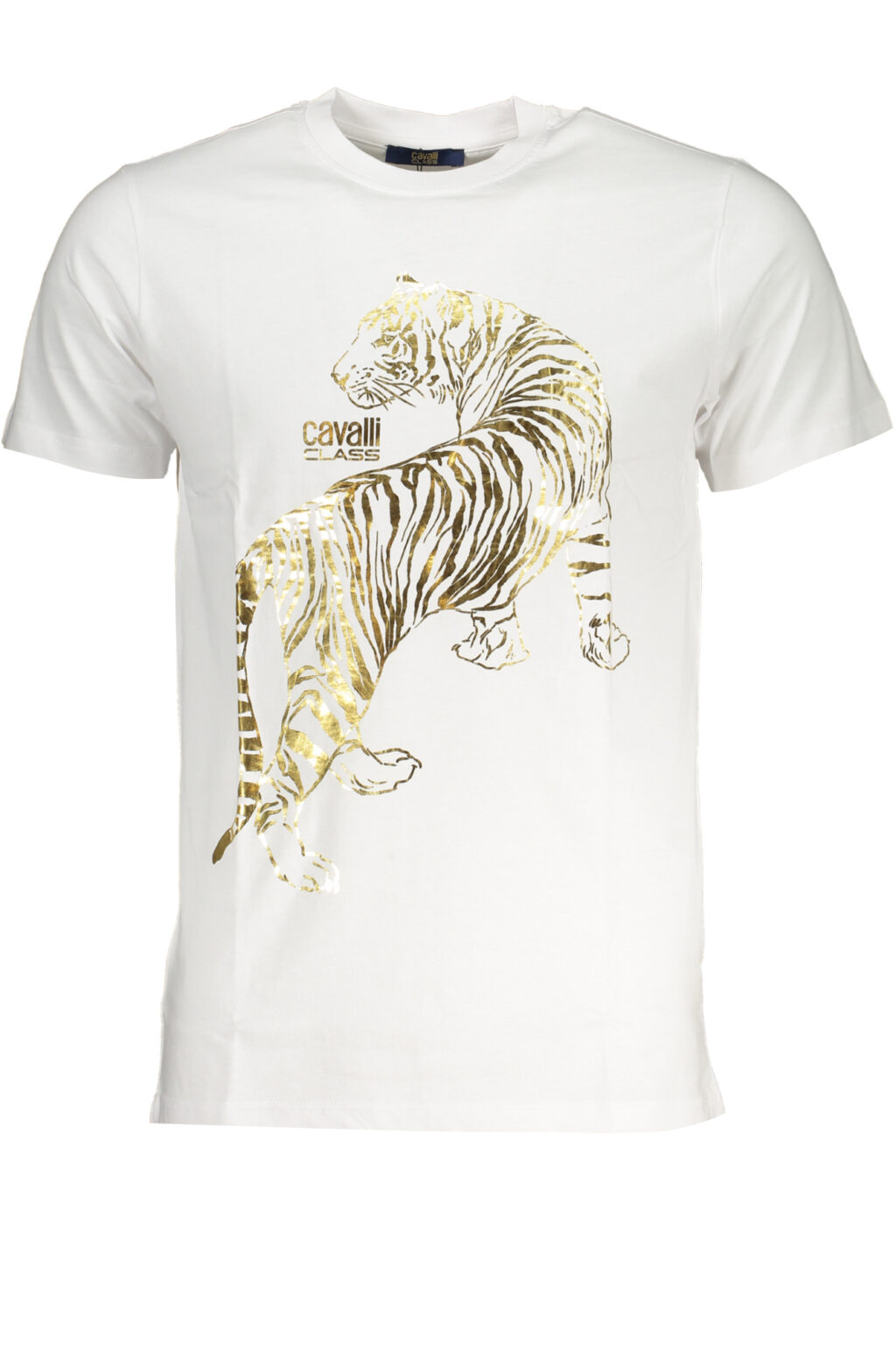 cavalliclasst-shirtmanichecorteuomobianco_1 CAVALLI CLASS balti vyriški marškinėliai trumpomis rankovėmis