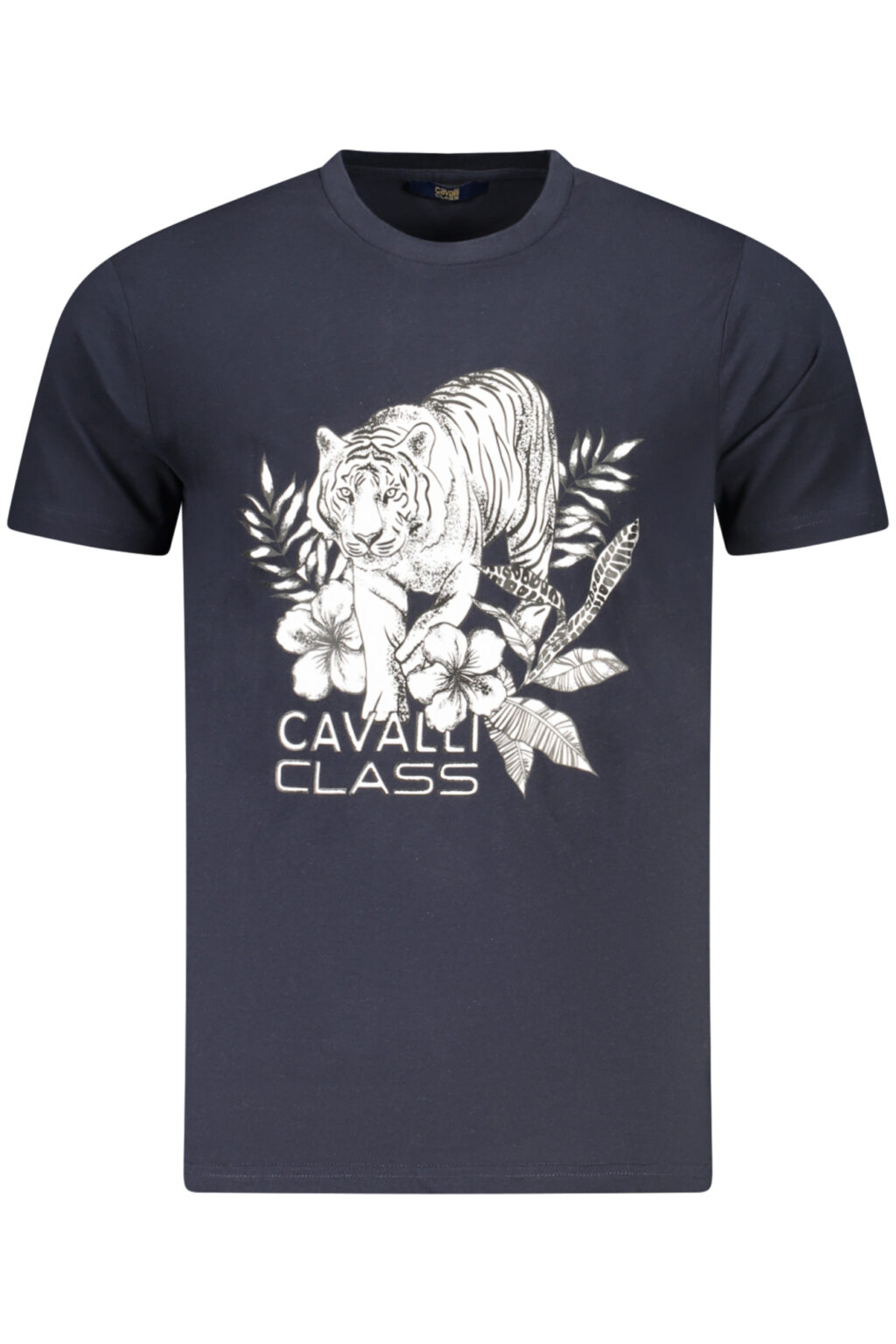 cavalliclasst-shirtmanichecorteuomoblu_1 CAVALLI CLASS mėlyni vyriški marškinėliai trumpomis rankovėmis