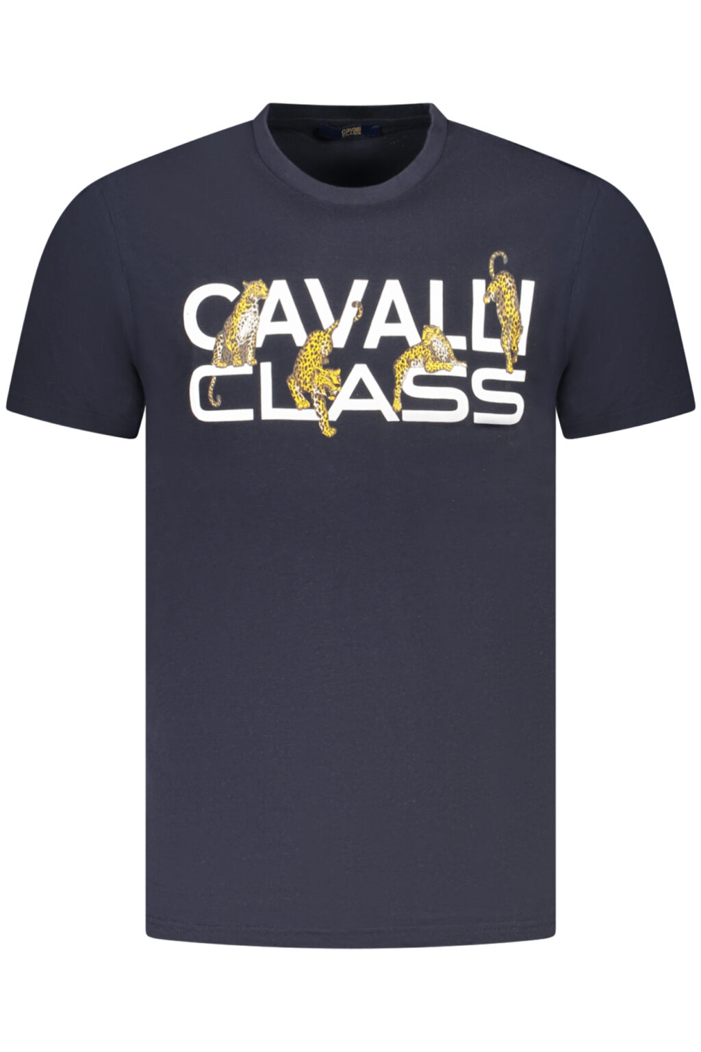 cavalliclasst-shirtmanichecorteuomoblu_1 CAVALLI CLASS mėlyni vyriški marškinėliai trumpomis rankovėmis