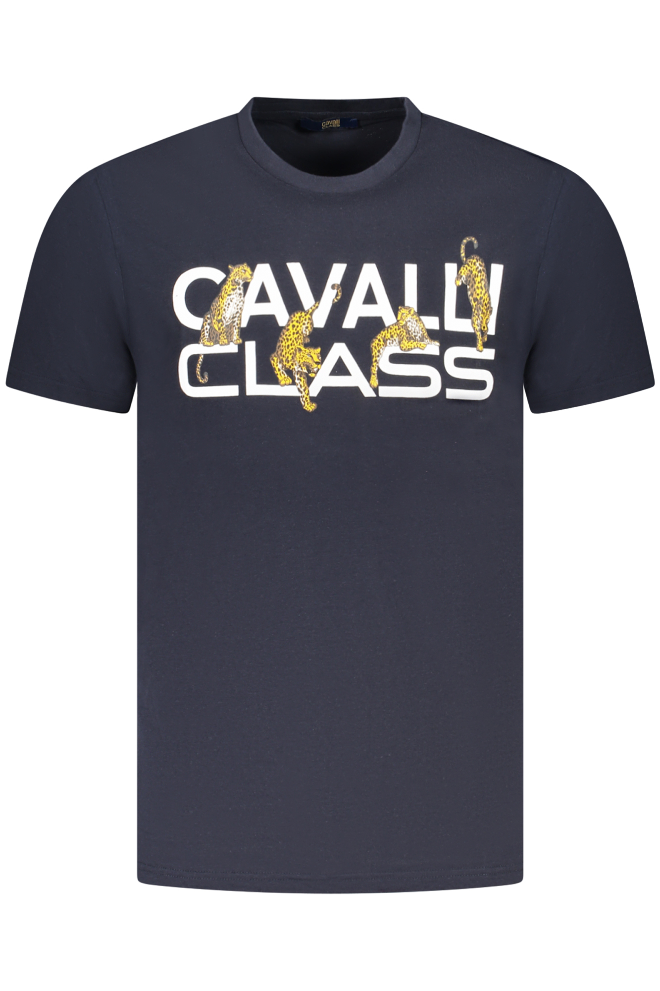 CAVALLI CLASS mėlyni vyriški marškinėliai trumpomis rankovėmis CAVALLI CLASS mėlyni vyriški marškinėliai trumpomis rankovėmis