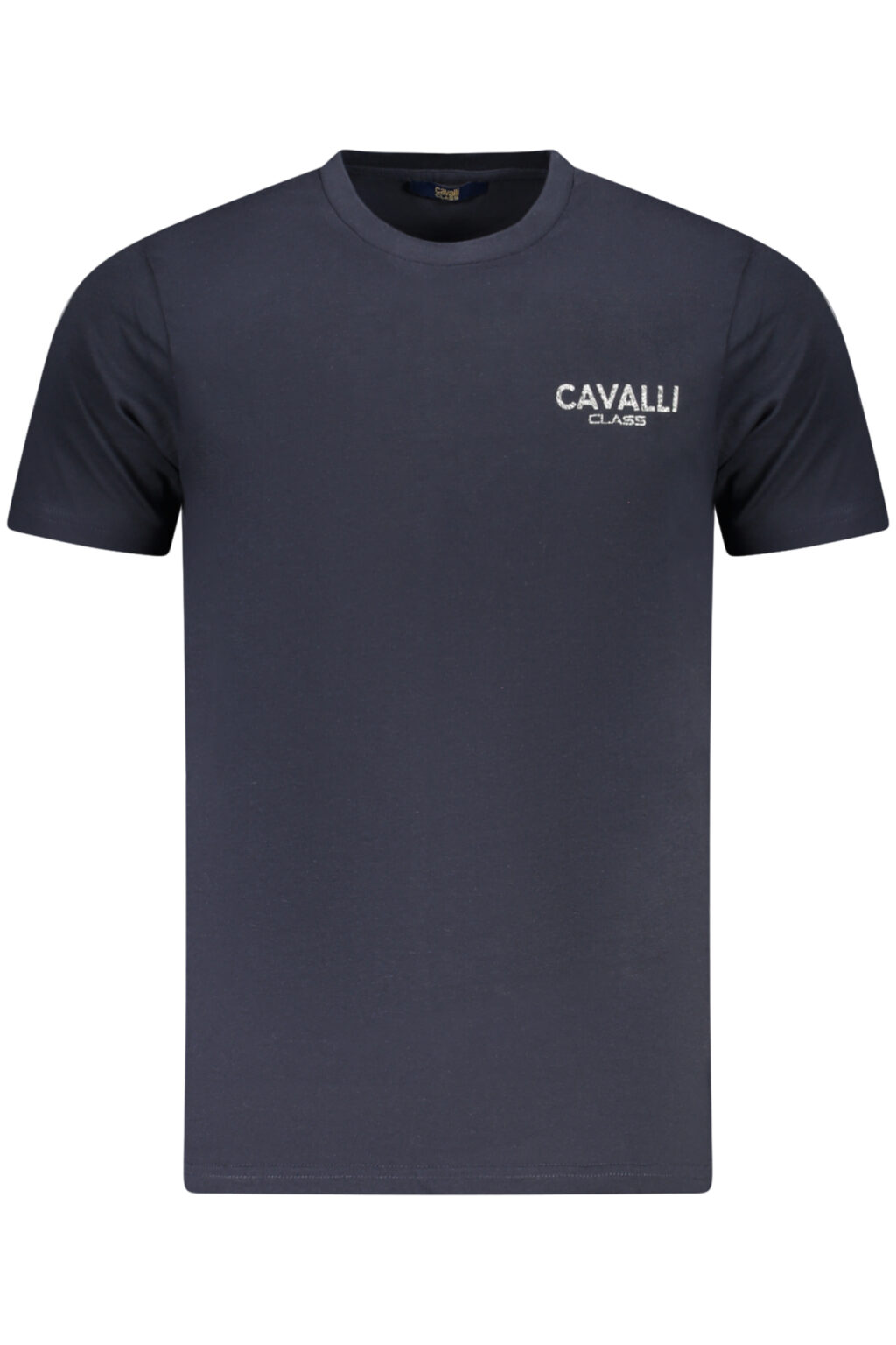 cavalliclasst-shirtmanichecorteuomoblu_1 CAVALLI CLASS mėlyni vyriški marškinėliai trumpomis rankovėmis