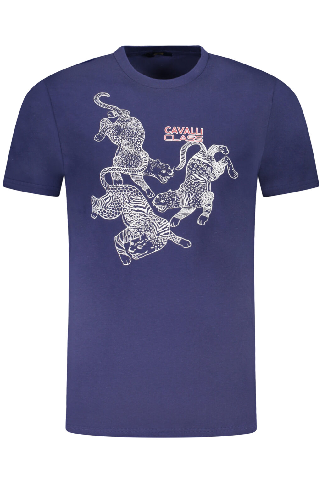 cavalliclasst-shirtmanichecorteuomoblu_1 CAVALLI CLASS mėlyni vyriški marškinėliai trumpomis rankovėmis