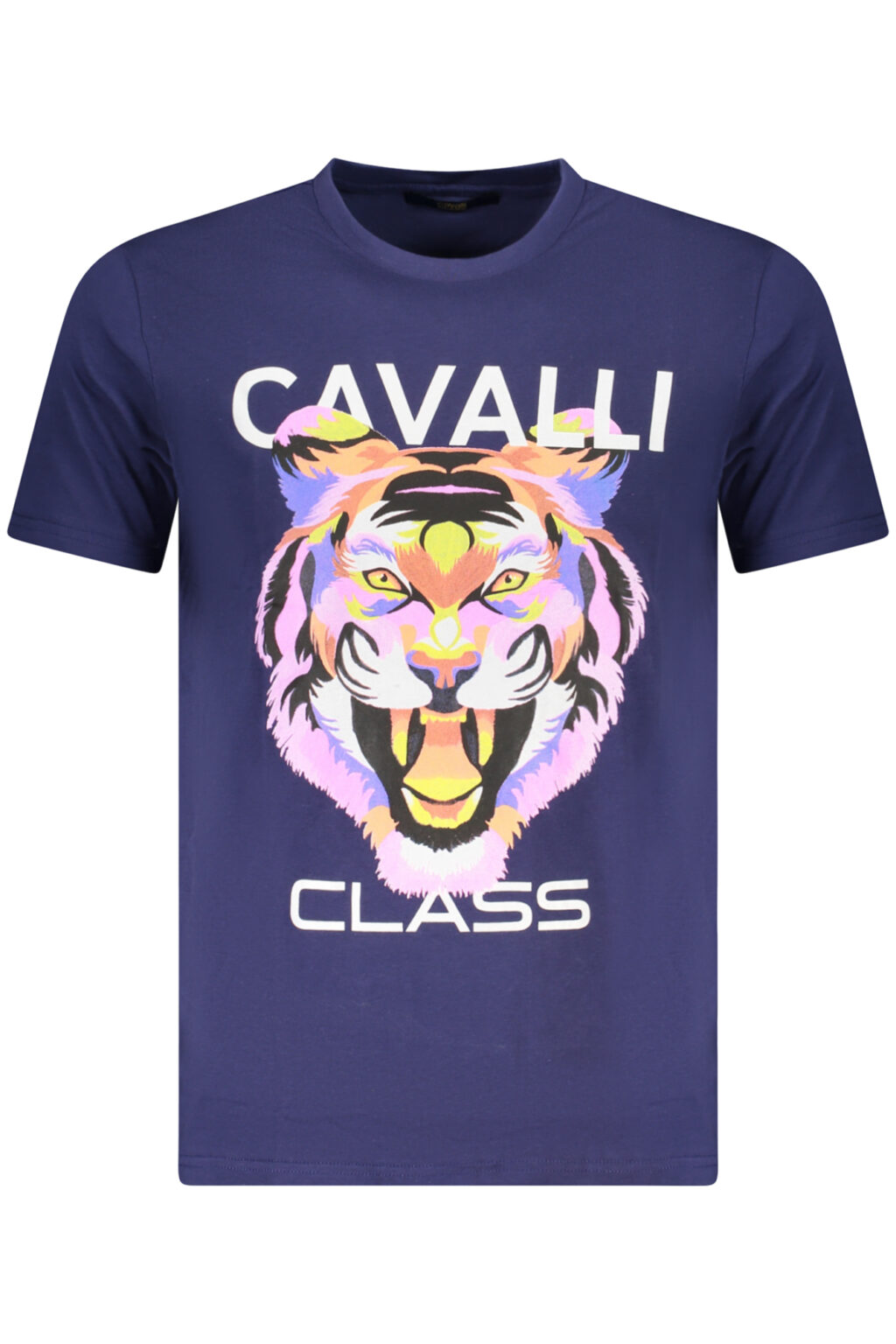 cavalliclasst-shirtmanichecorteuomoblu_1 CAVALLI CLASS mėlyni vyriški marškinėliai trumpomis rankovėmis