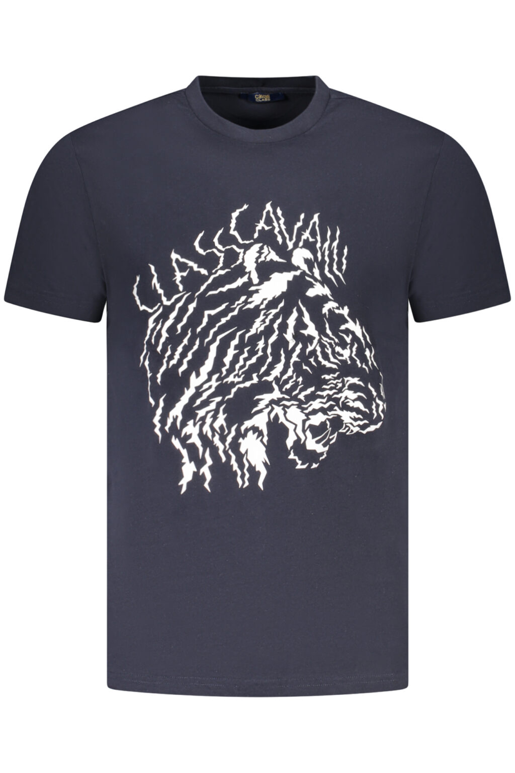 cavalliclasst-shirtmanichecorteuomoblu_1 CAVALLI CLASS mėlyni vyriški marškinėliai trumpomis rankovėmis