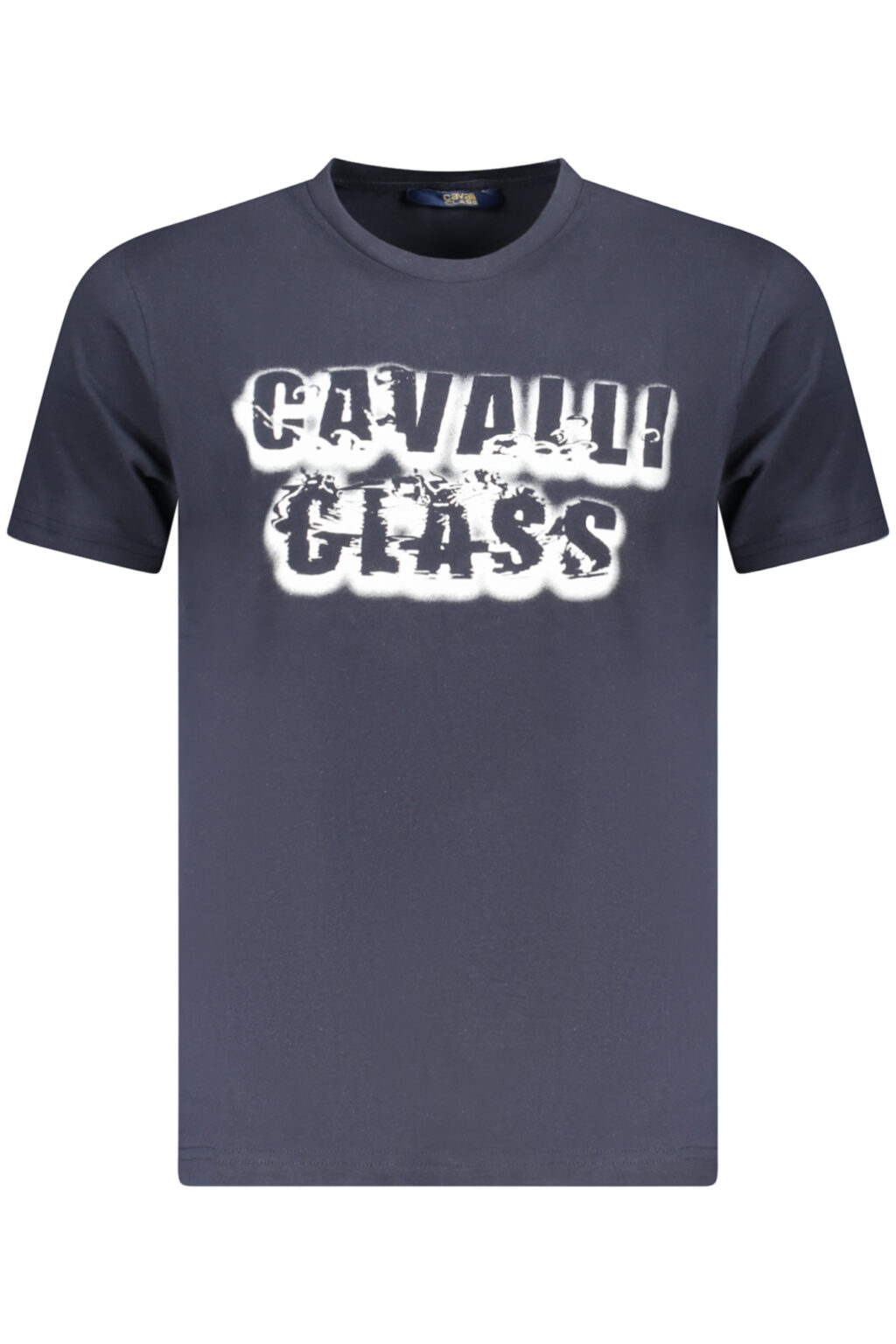 cavalliclasst-shirtmanichecorteuomoblu_1 CAVALLI CLASS mėlyni vyriški marškinėliai trumpomis rankovėmis