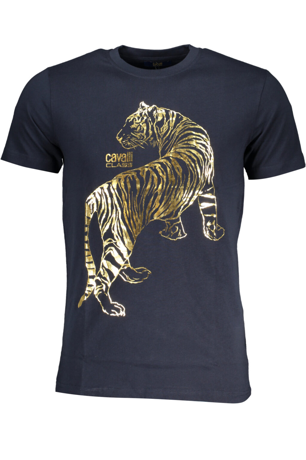 cavalliclasst-shirtmanichecorteuomoblu_1 CAVALLI CLASS mėlyni vyriški marškinėliai trumpomis rankovėmis