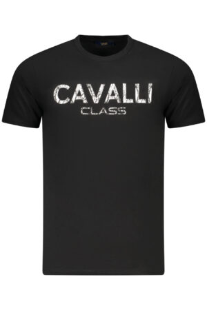 CAVALLI CLASS juodi vyriški marškinėliai trumpomis rankovėmis
