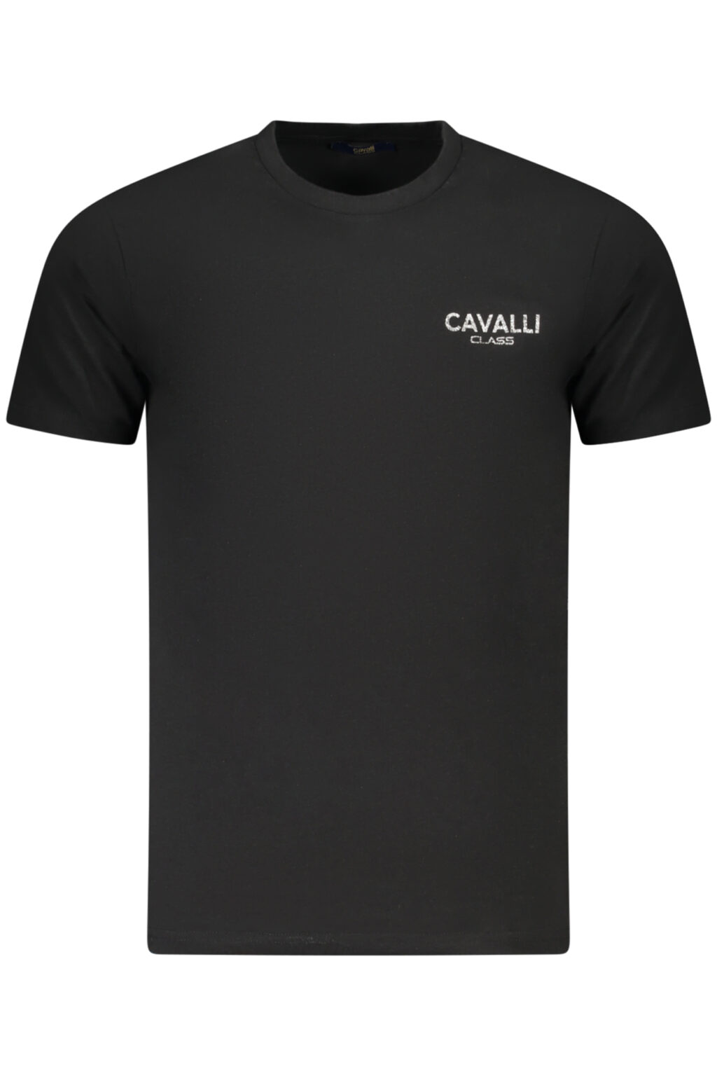 cavalliclasst-shirtmanichecorteuomonero_1 CAVALLI CLASS juodi vyriški marškinėliai trumpomis rankovėmis
