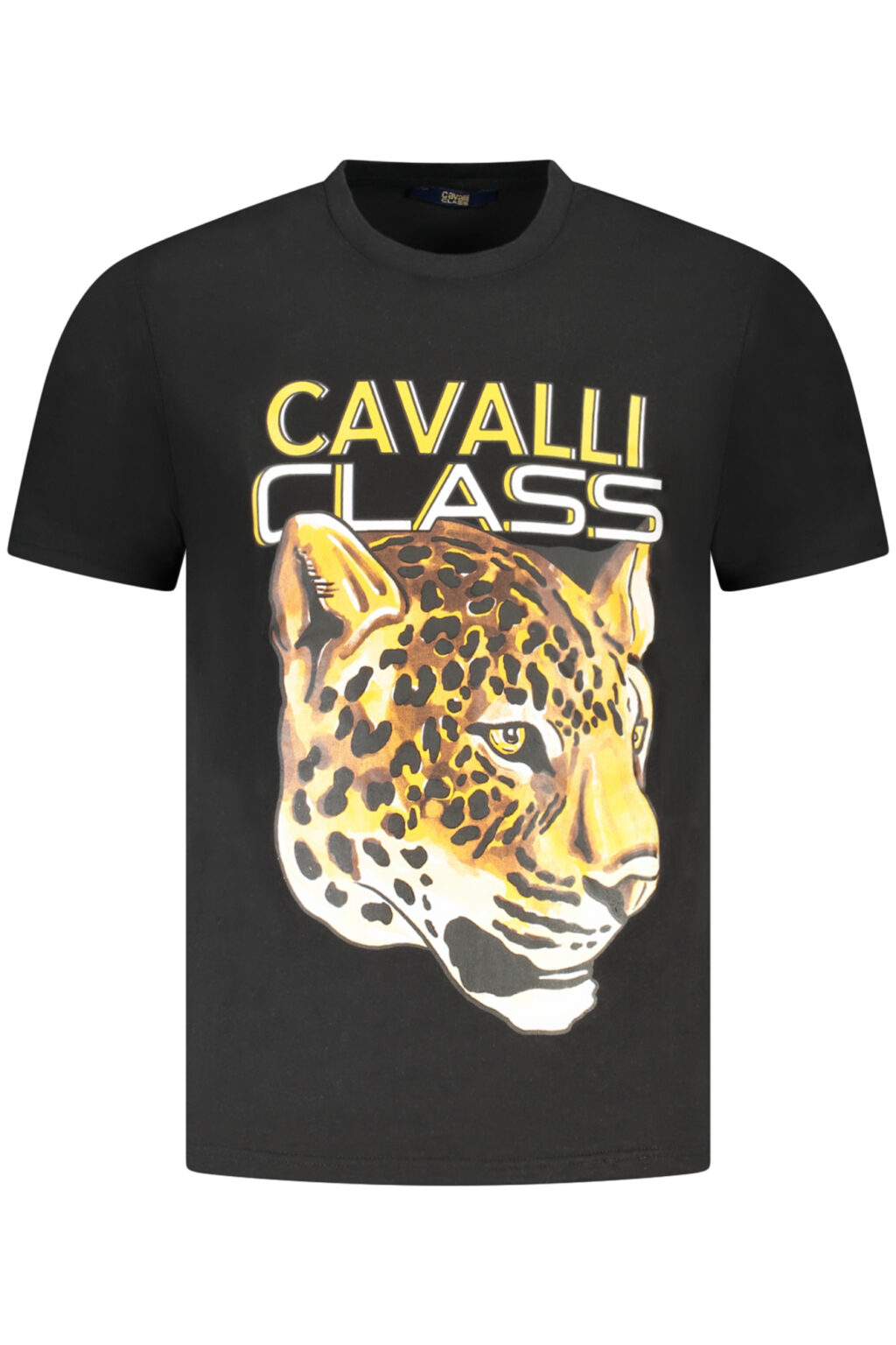 cavalliclasst-shirtmanichecorteuomonero_1 CAVALLI CLASS juodi vyriški marškinėliai trumpomis rankovėmis