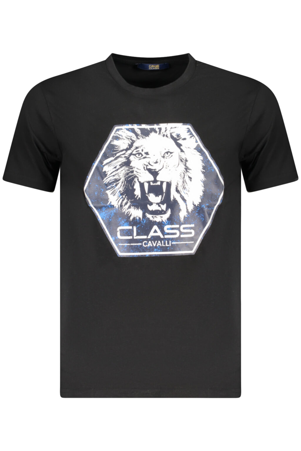 cavalliclasst-shirtmanichecorteuomonero_1 CAVALLI CLASS juodi vyriški marškinėliai trumpomis rankovėmis