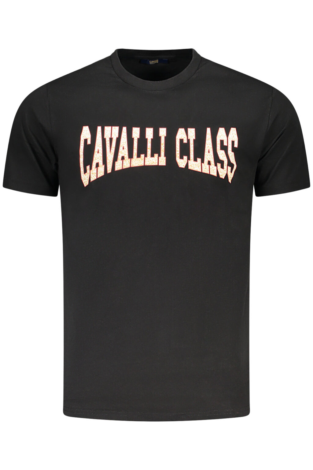 cavalliclasst-shirtmanichecorteuomonero_1 CAVALLI CLASS juodi vyriški marškinėliai trumpomis rankovėmis