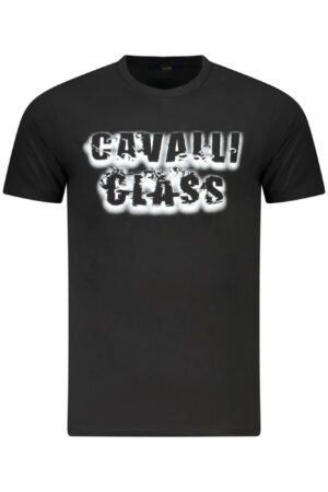 CAVALLI CLASS juodi vyriški marškinėliai trumpomis rankovėmis