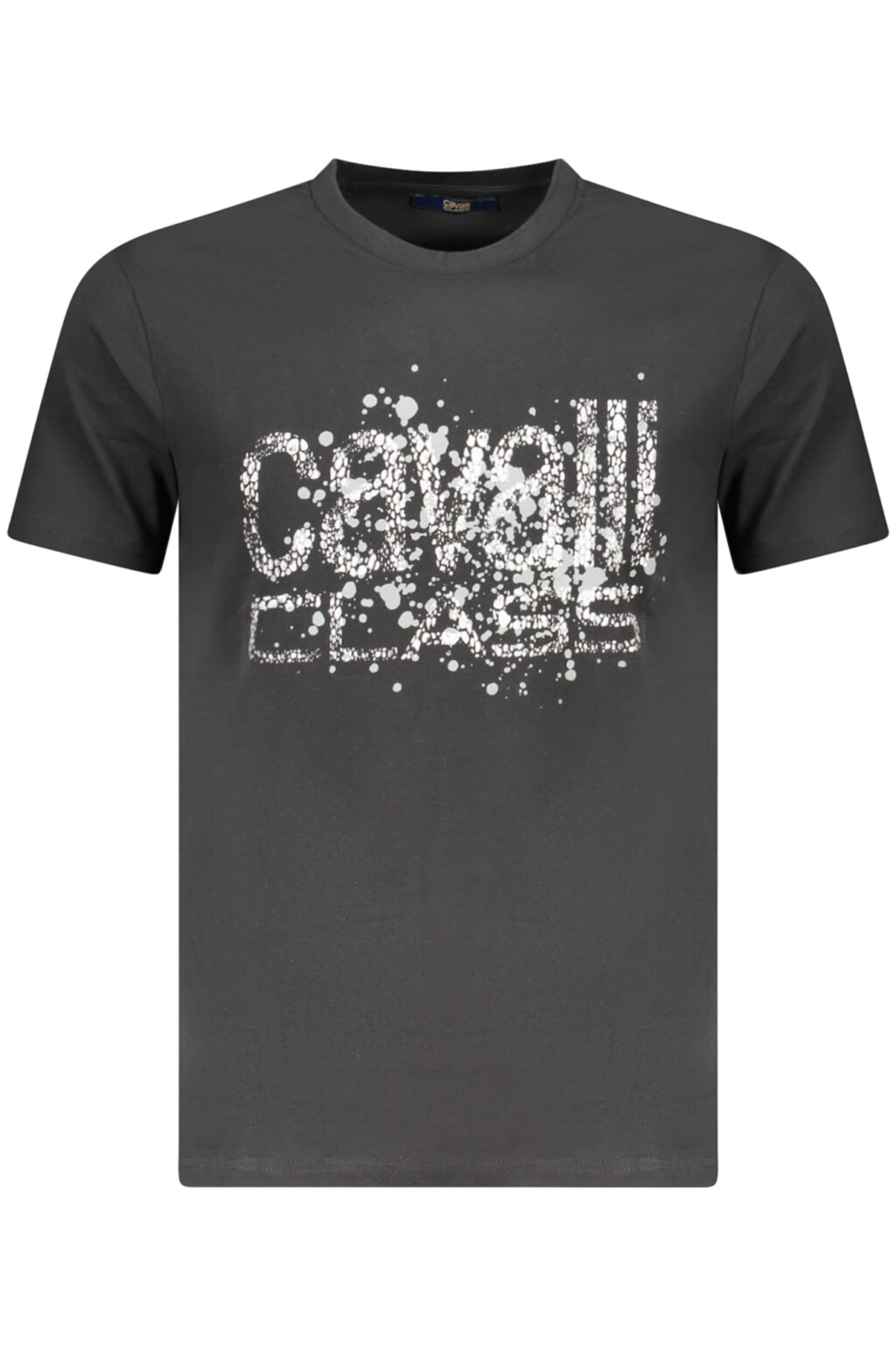 cavalliclasst-shirtmanichecorteuomonero_1 CAVALLI CLASS juodi vyriški marškinėliai trumpomis rankovėmis