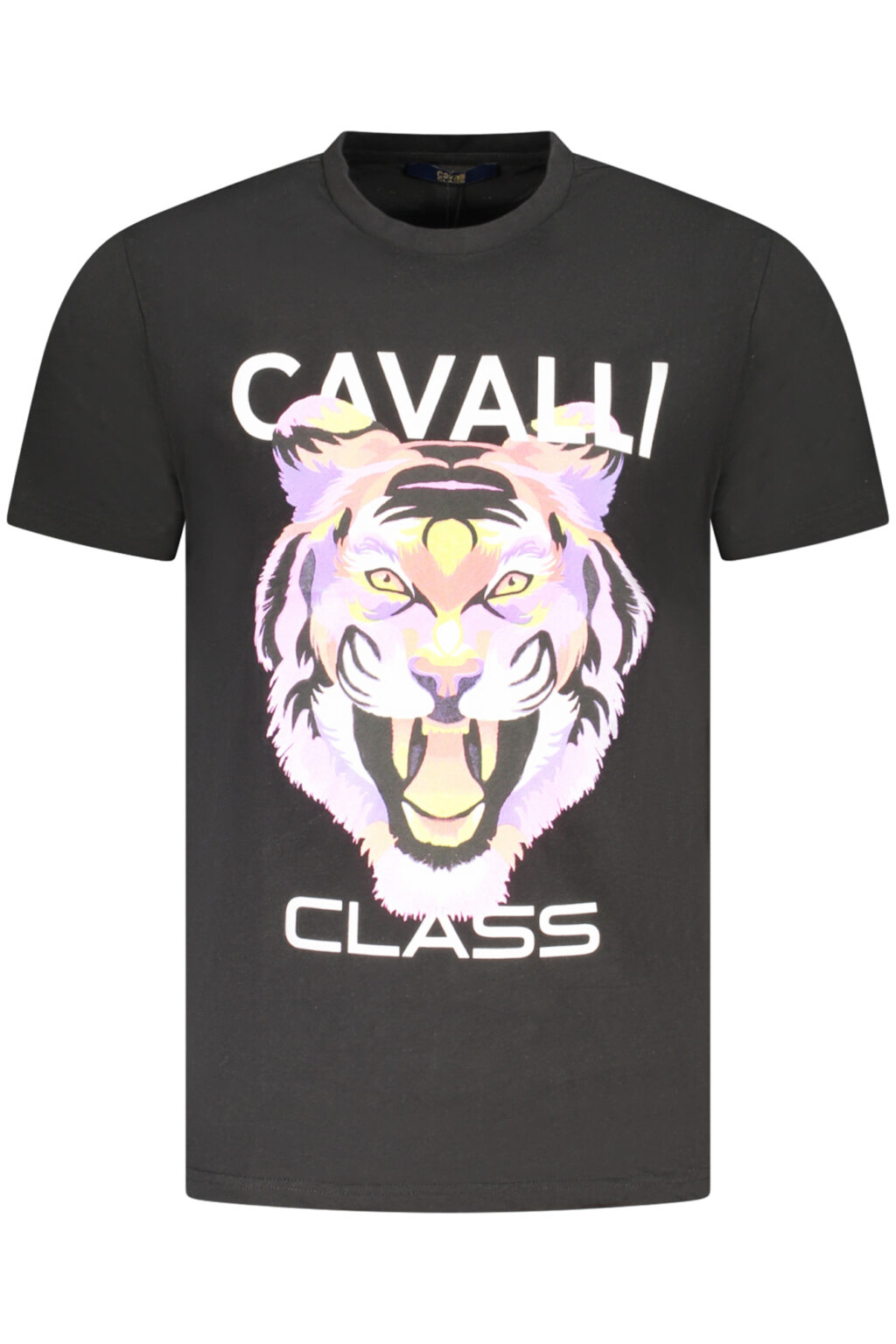 cavalliclasst-shirtmanichecorteuomonero_1 CAVALLI CLASS juodi vyriški marškinėliai trumpomis rankovėmis
