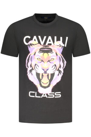 CAVALLI CLASS juodi vyriški marškinėliai trumpomis rankovėmis
