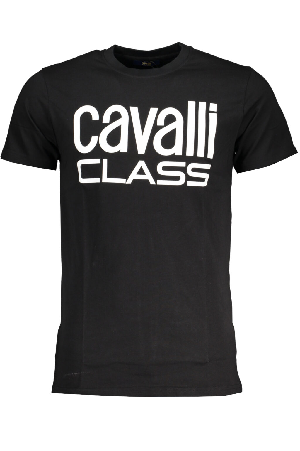 cavalliclasst-shirtmanichecorteuomonero_1 CAVALLI CLASS juodi vyriški marškinėliai trumpomis rankovėmis