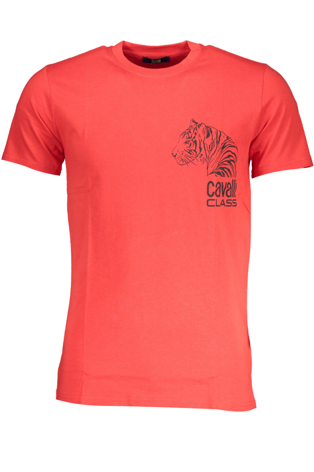 cavalliclasst-shirtmanichecorteuomorosso_1 CAVALLI CLASS raudoni vyriški marškinėliai trumpomis rankovėmis