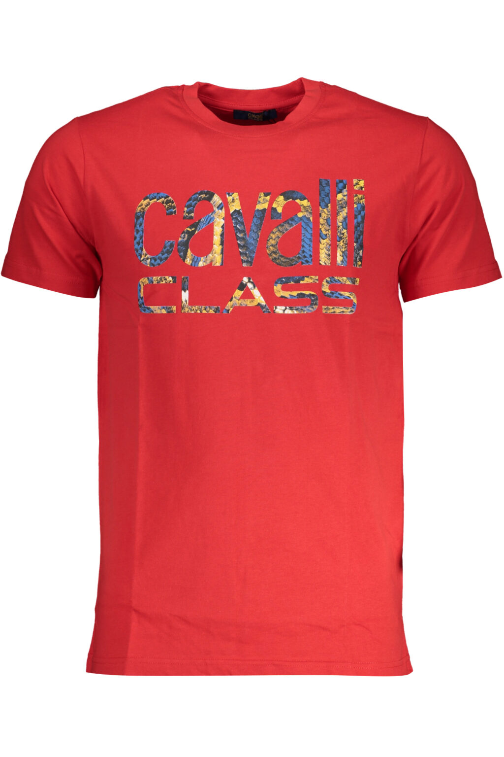 cavalliclasst-shirtmanichecorteuomorosso_1 CAVALLI CLASS raudoni vyriški marškinėliai trumpomis rankovėmis
