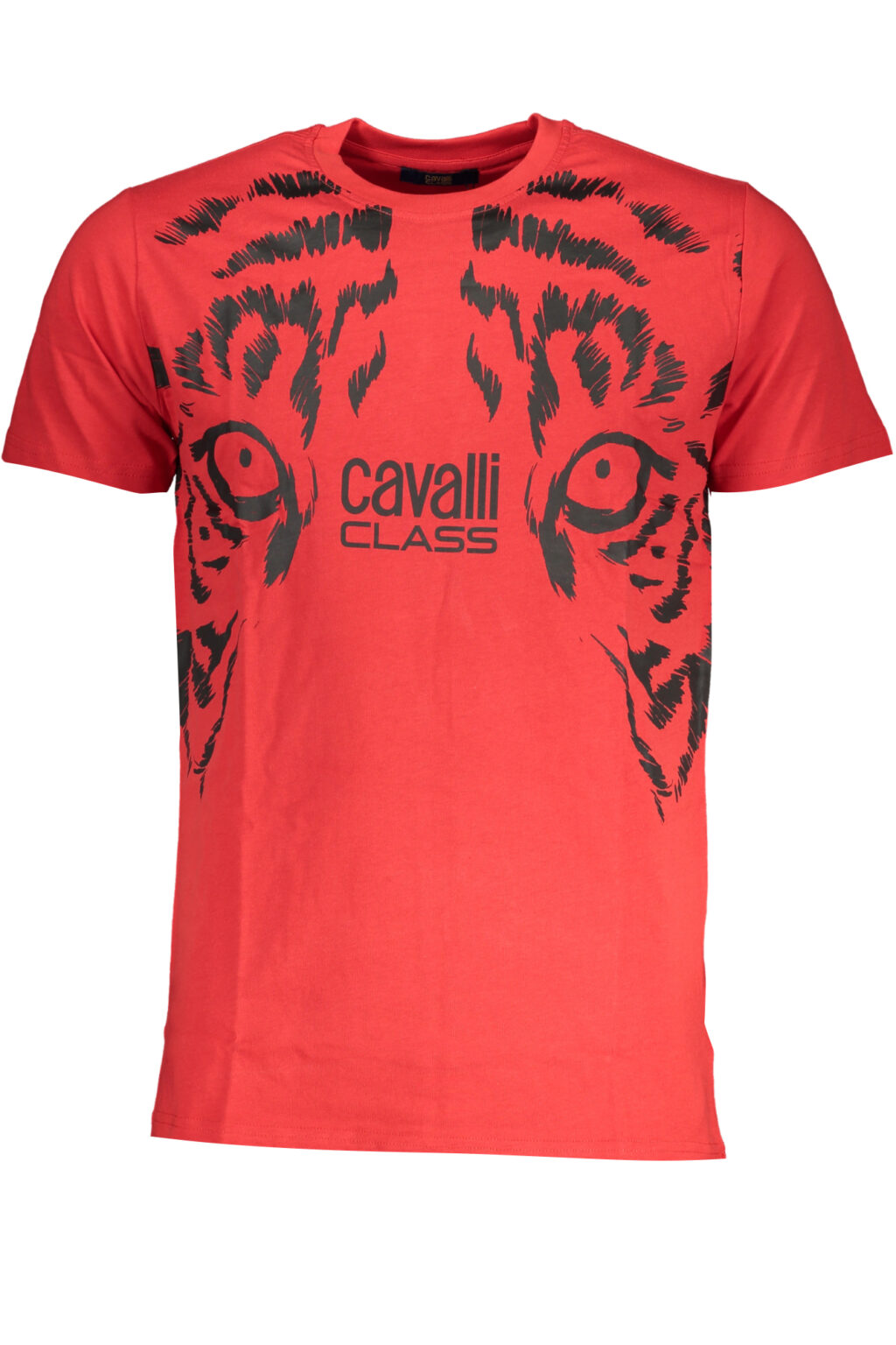 cavalliclasst-shirtmanichecorteuomorosso_1 CAVALLI CLASS raudoni vyriški marškinėliai trumpomis rankovėmis