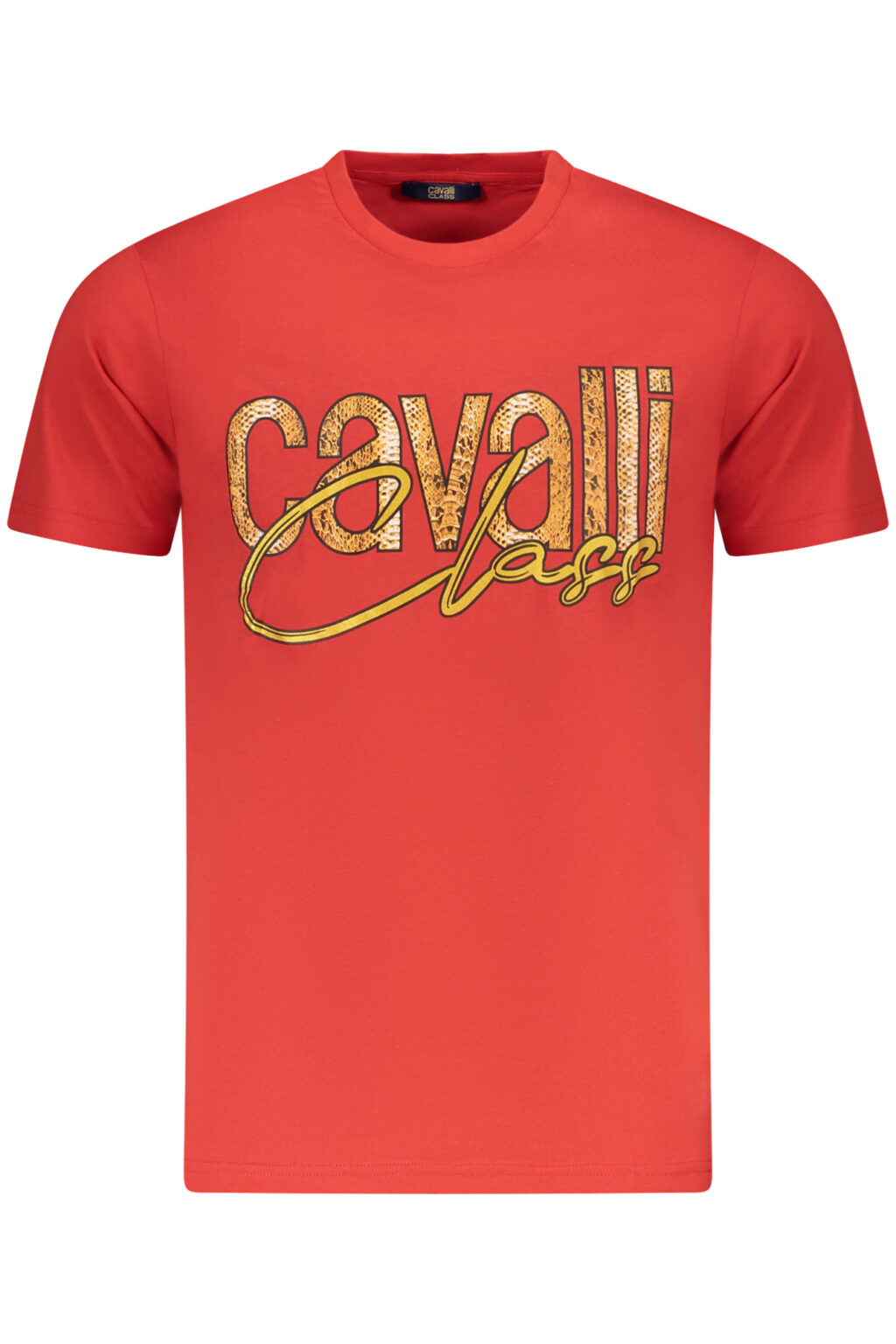 cavalliclasst-shirtmanichecorteuomorosso_1 CAVALLI CLASS raudoni vyriški marškinėliai trumpomis rankovėmis