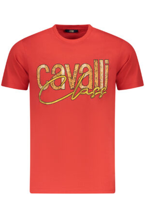 CAVALLI CLASS raudoni vyriški marškinėliai trumpomis rankovėmis