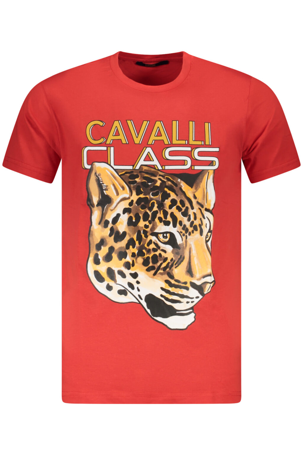 CAVALLI CLASS raudoni vyriški marškinėliai trumpomis rankovėmis