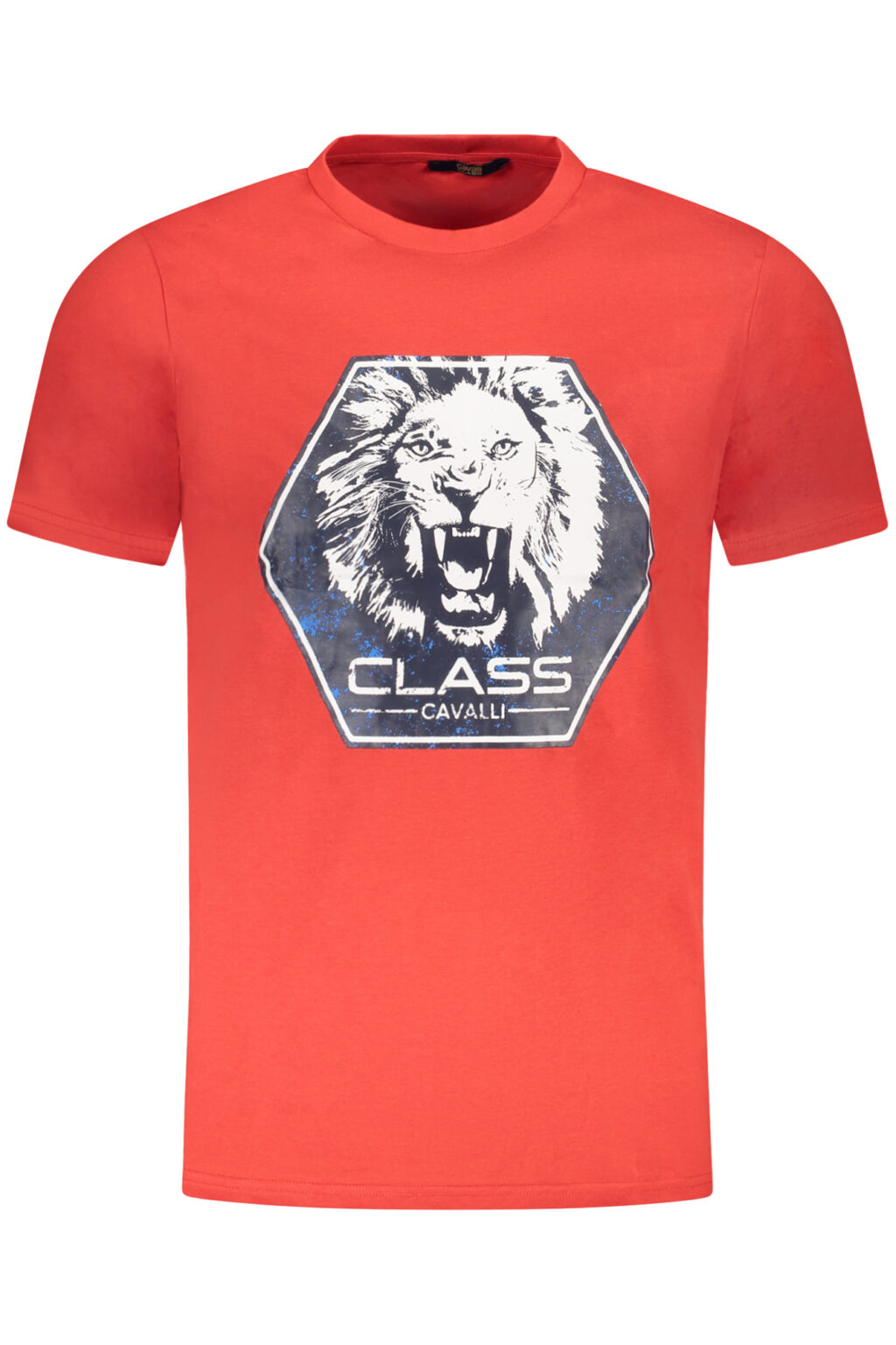 cavalliclasst-shirtmanichecorteuomorosso_1 CAVALLI CLASS raudoni vyriški marškinėliai trumpomis rankovėmis