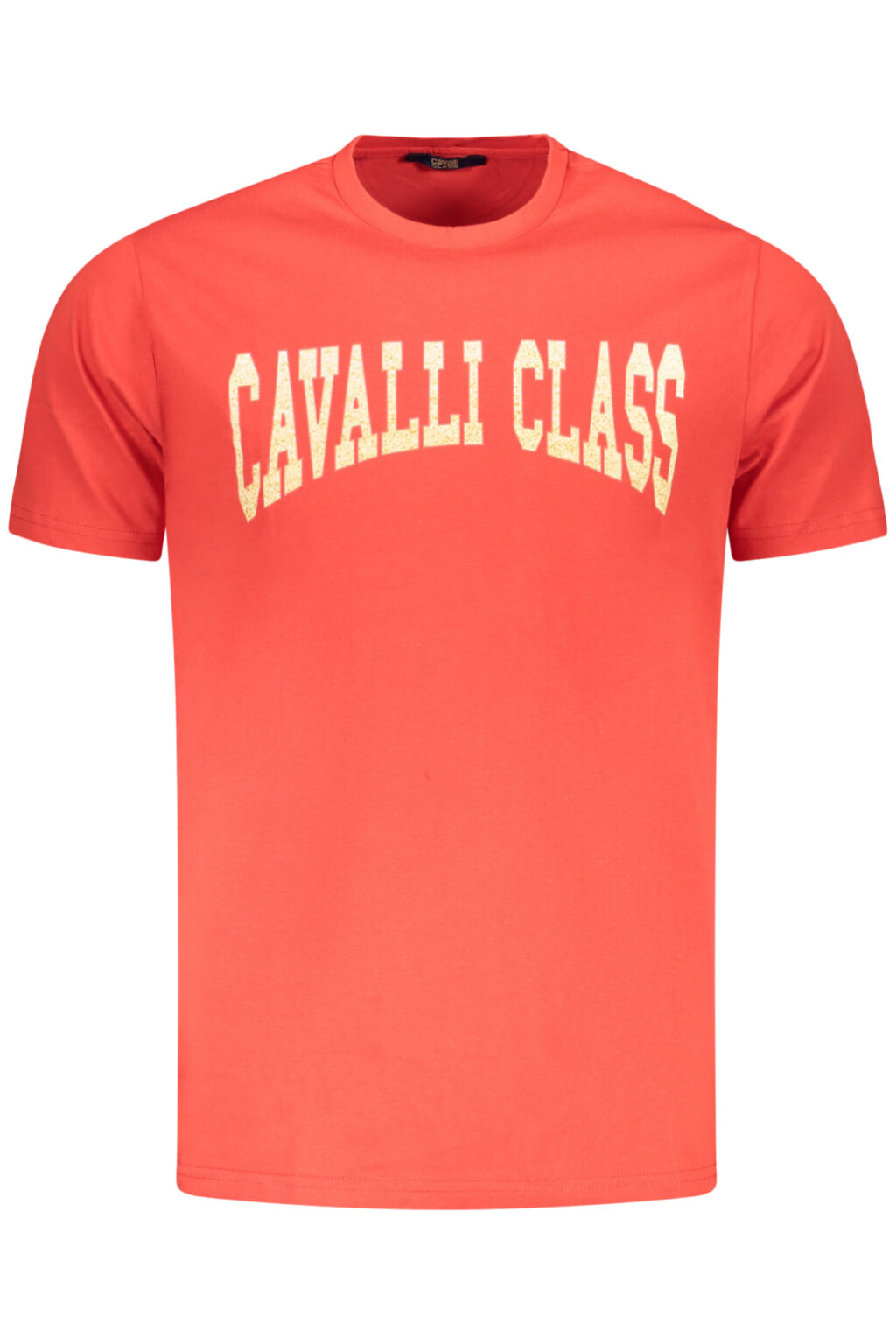 cavalliclasst-shirtmanichecorteuomorosso_1 CAVALLI CLASS raudoni vyriški marškinėliai trumpomis rankovėmis