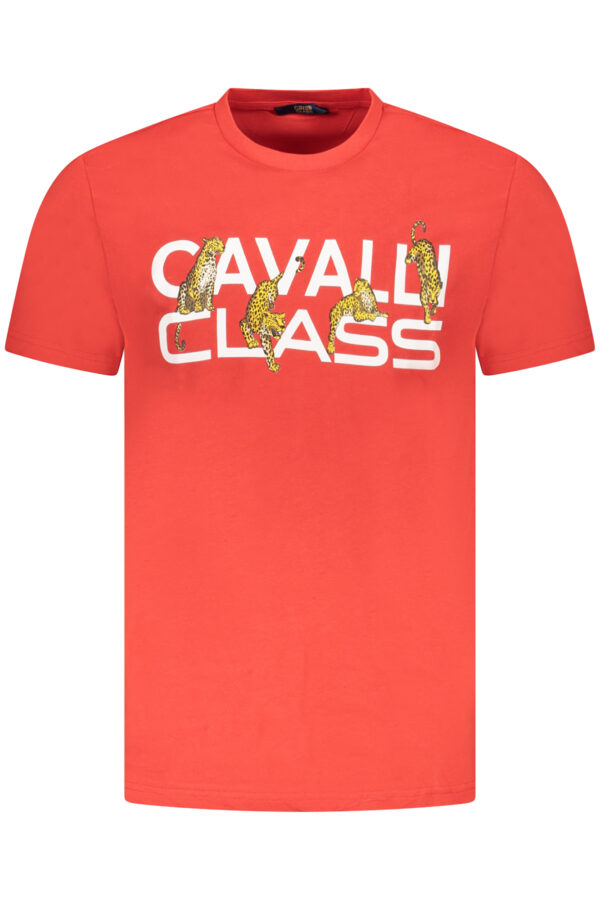 CAVALLI CLASS raudoni vyriški marškinėliai trumpomis rankovėmis