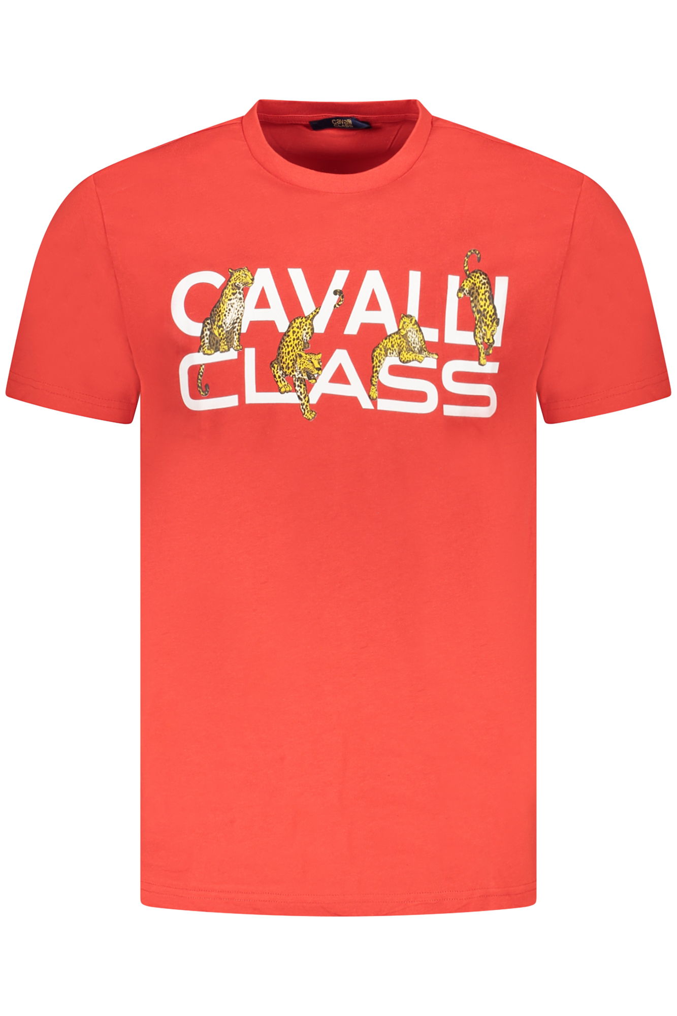 CAVALLI CLASS raudoni vyriški marškinėliai trumpomis rankovėmis CAVALLI CLASS raudoni vyriški marškinėliai trumpomis rankovėmis