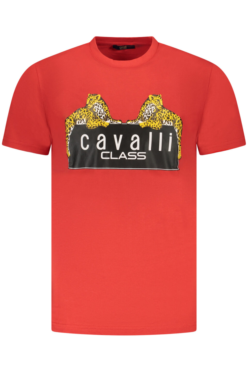 CAVALLI CLASS raudoni vyriški marškinėliai trumpomis rankovėmis