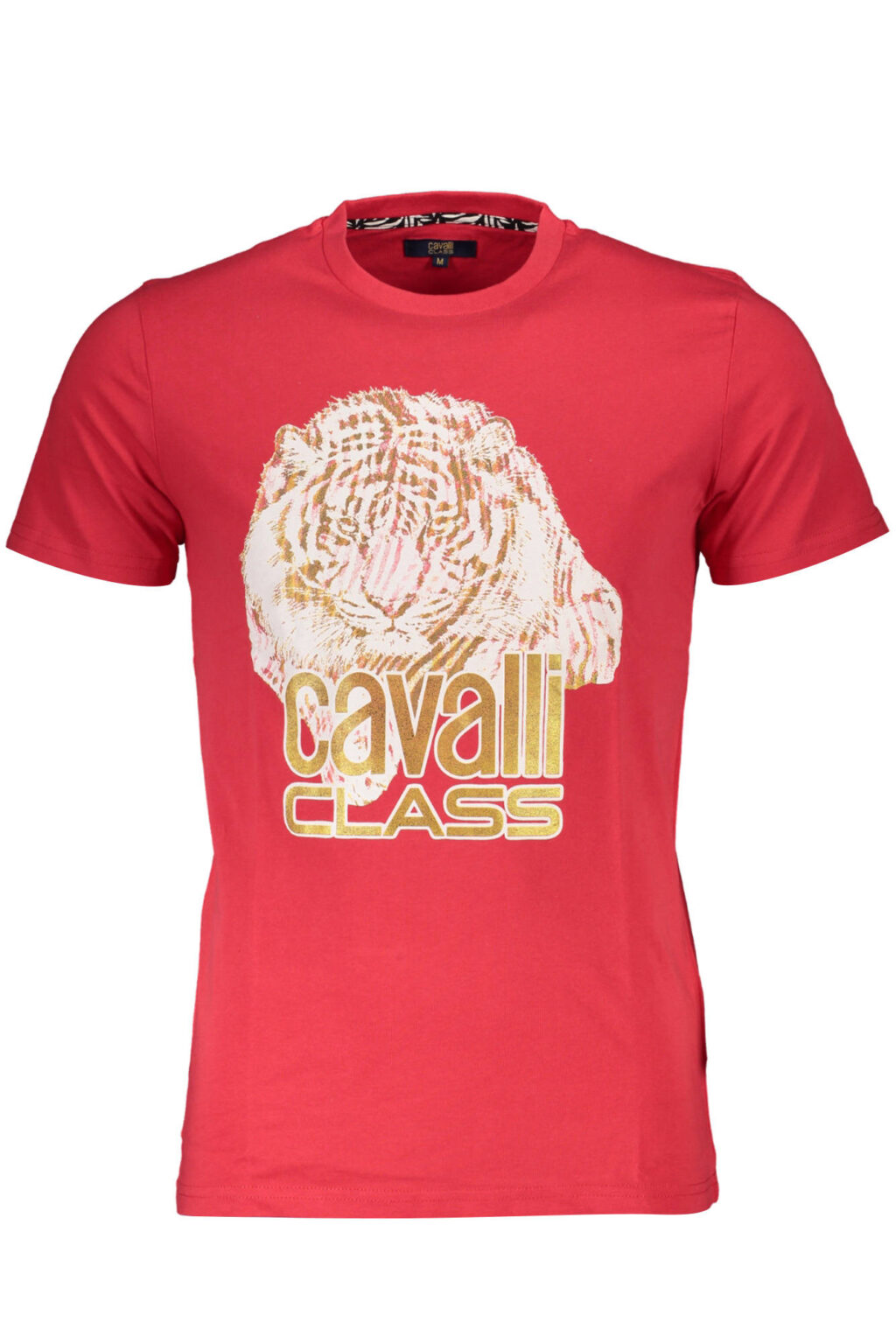 cavalliclasst-shirtmanichecorteuomorosso_1 CAVALLI CLASS raudoni vyriški marškinėliai trumpomis rankovėmis