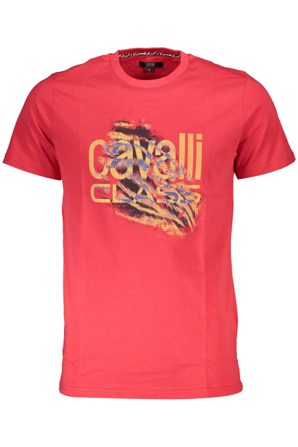 cavalliclasst-shirtmanichecorteuomorosso_1 CAVALLI CLASS raudoni vyriški marškinėliai trumpomis rankovėmis