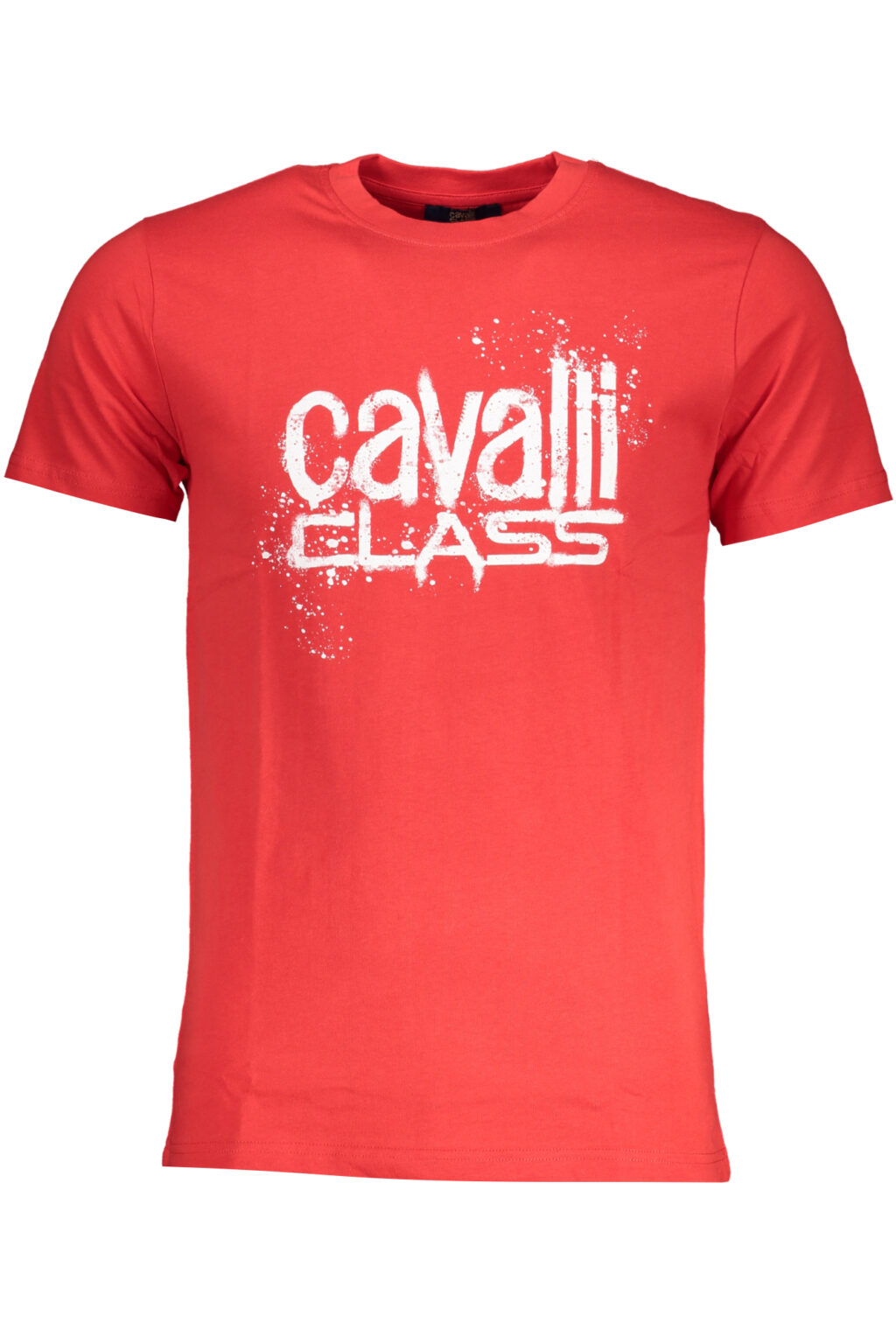 cavalliclasst-shirtmanichecorteuomorosso_1 CAVALLI CLASS raudoni vyriški marškinėliai trumpomis rankovėmis