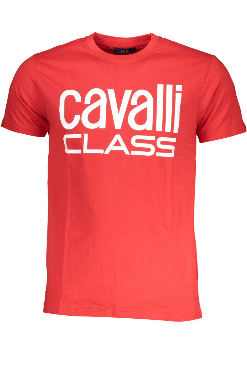 cavalliclasst-shirtmanichecorteuomorosso_1 CAVALLI CLASS raudoni vyriški marškinėliai trumpomis rankovėmis