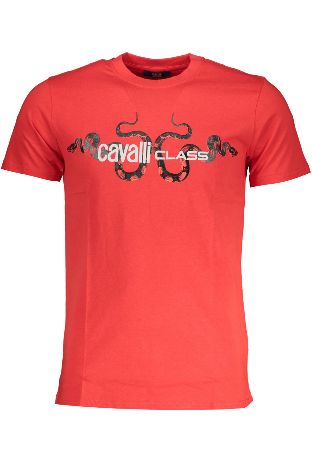 cavalliclasst-shirtmanichecorteuomorosso_1 CAVALLI CLASS raudoni vyriški marškinėliai trumpomis rankovėmis