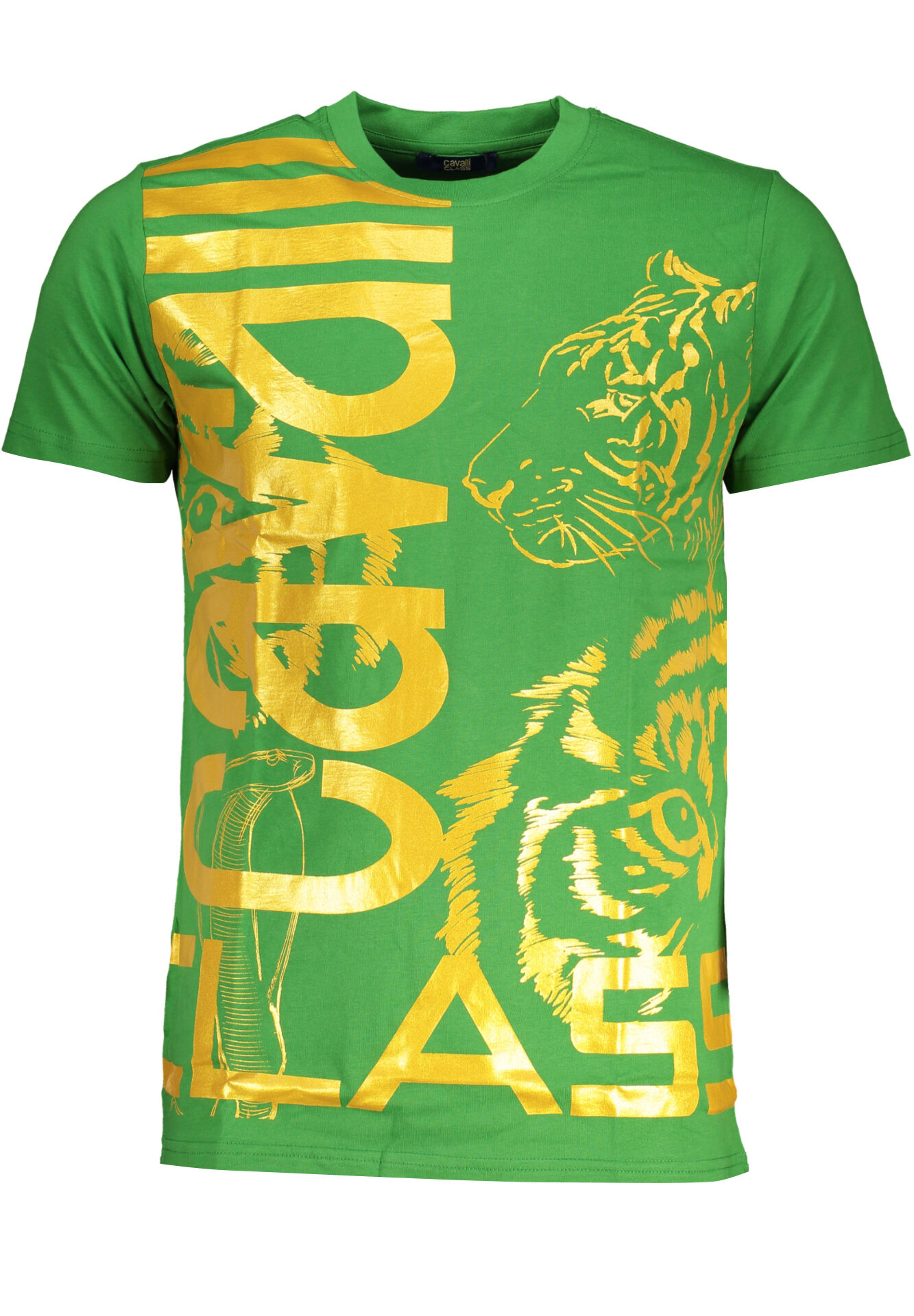 CAVALLI CLASS GREEN MEN'S SHORT SLEEVED T-SHIRT