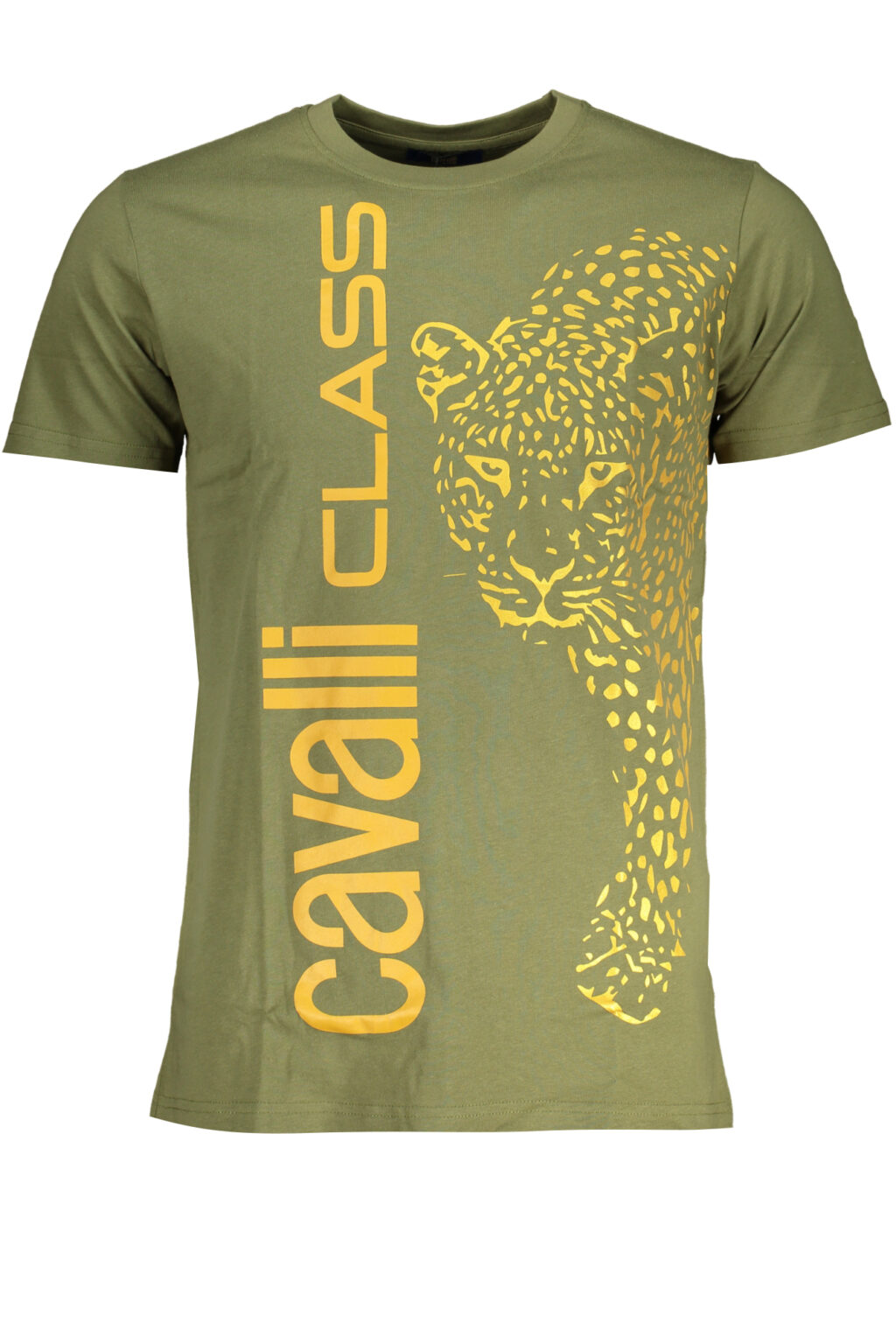 cavalliclasst-shirtmanichecorteuomoverde_1 CAVALLI CLASS žali vyriški marškinėliai trumpomis rankovėmis