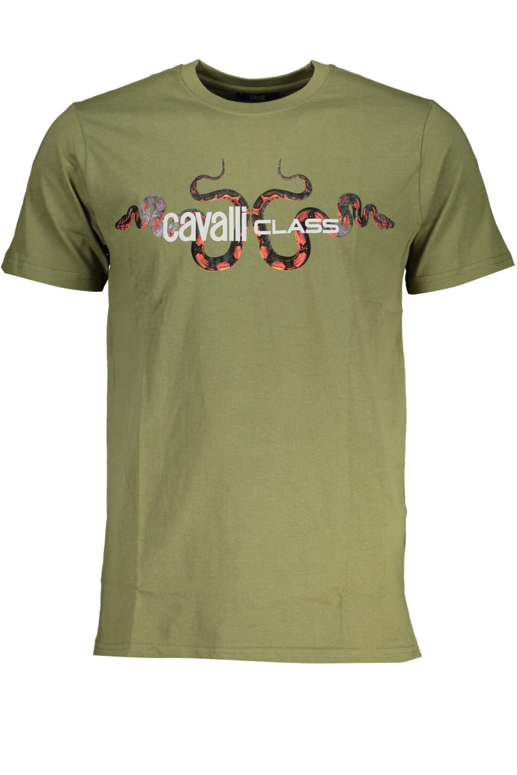 cavalliclasst-shirtmanichecorteuomoverde_1 CAVALLI CLASS žali vyriški marškinėliai trumpomis rankovėmis