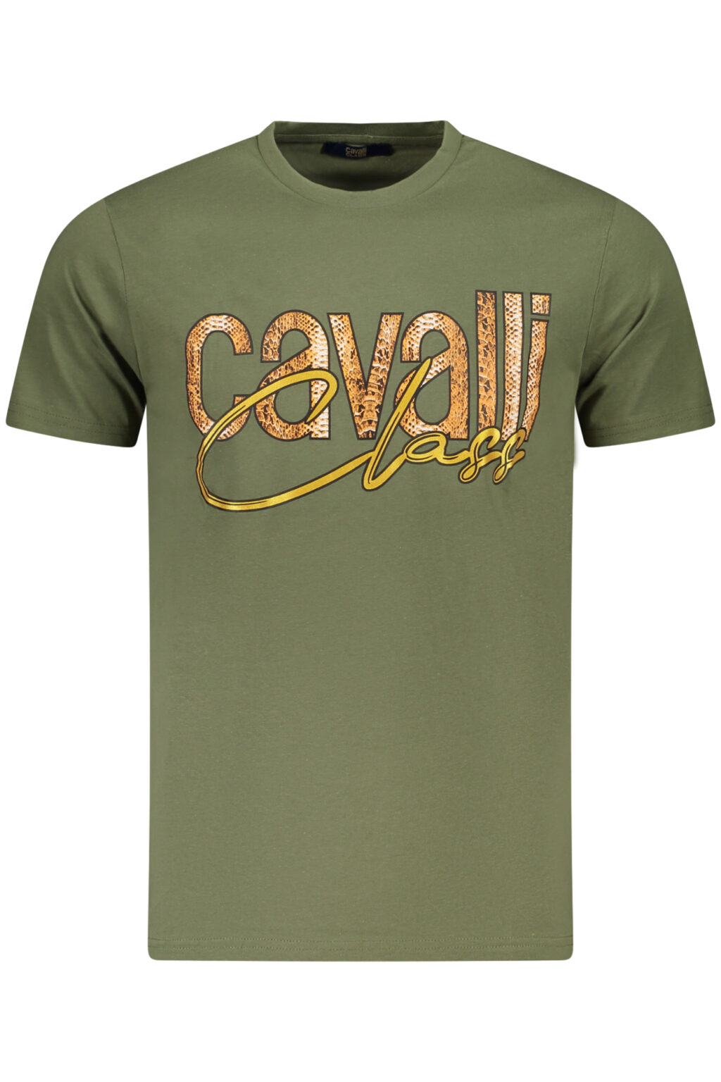 cavalliclasst-shirtmanichecorteuomoverde_1 CAVALLI CLASS žali vyriški marškinėliai trumpomis rankovėmis