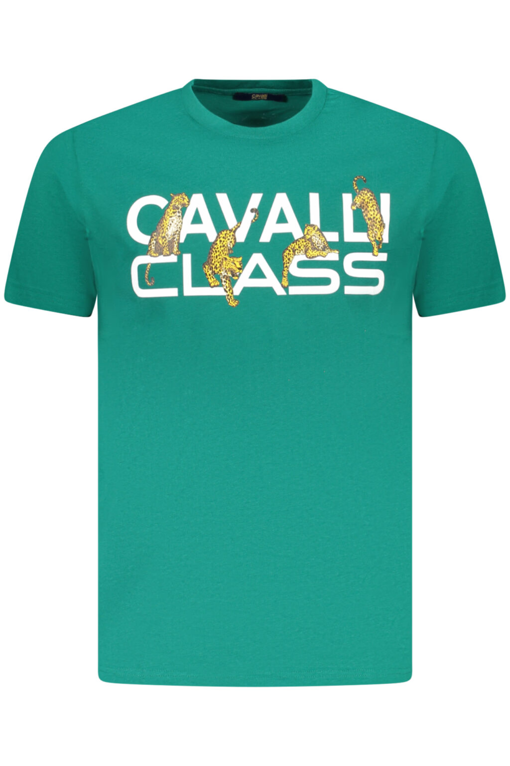 CAVALLI CLASS žali vyriški marškinėliai trumpomis rankovėmis