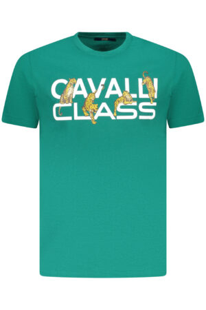 CAVALLI CLASS žali vyriški marškinėliai trumpomis rankovėmis