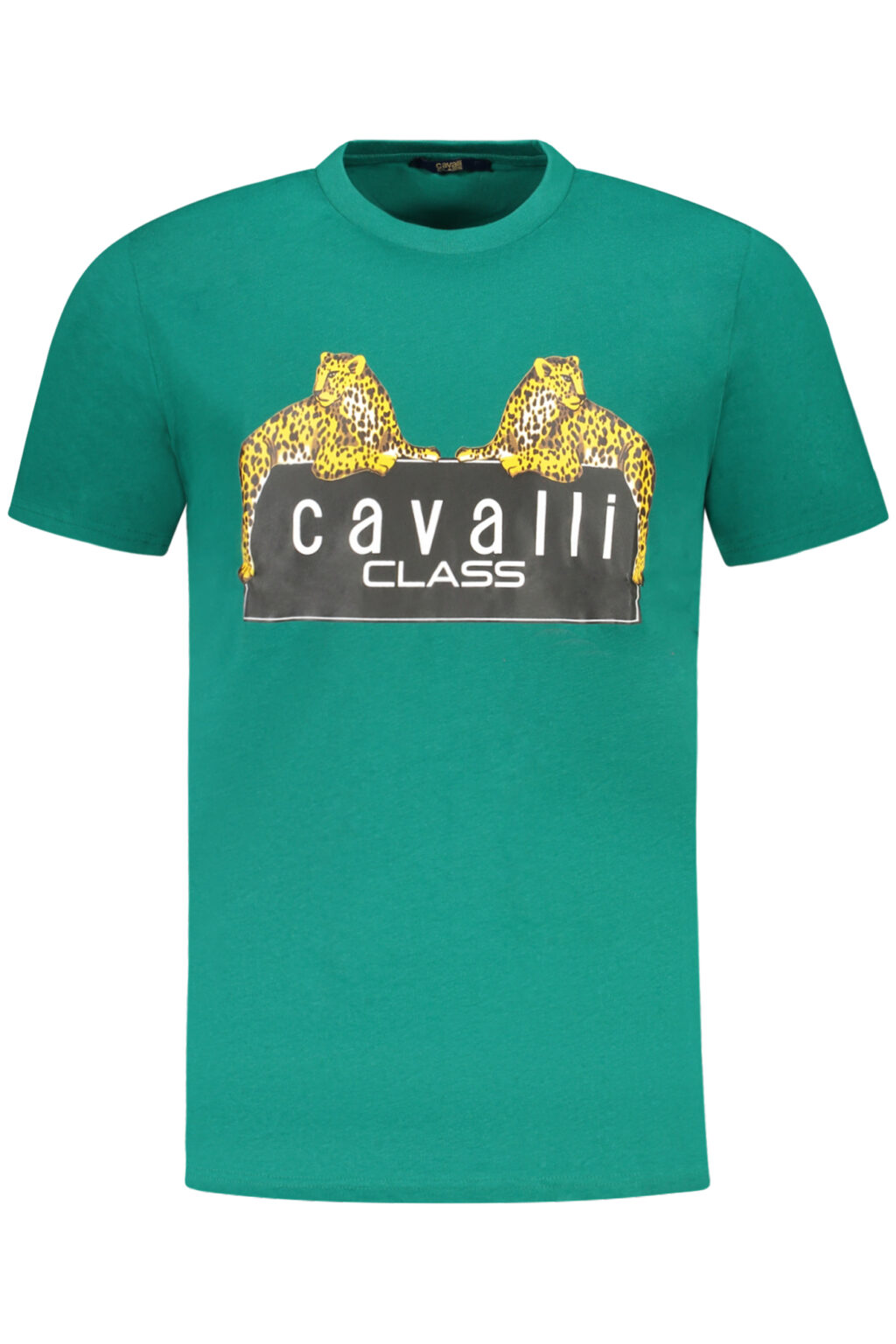 cavalliclasst-shirtmanichecorteuomoverde_1 CAVALLI CLASS žali vyriški marškinėliai trumpomis rankovėmis