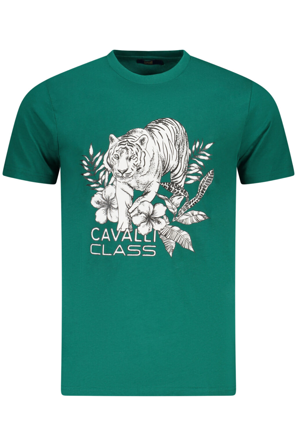 cavalliclasst-shirtmanichecorteuomoverde_1 CAVALLI CLASS žali vyriški marškinėliai trumpomis rankovėmis