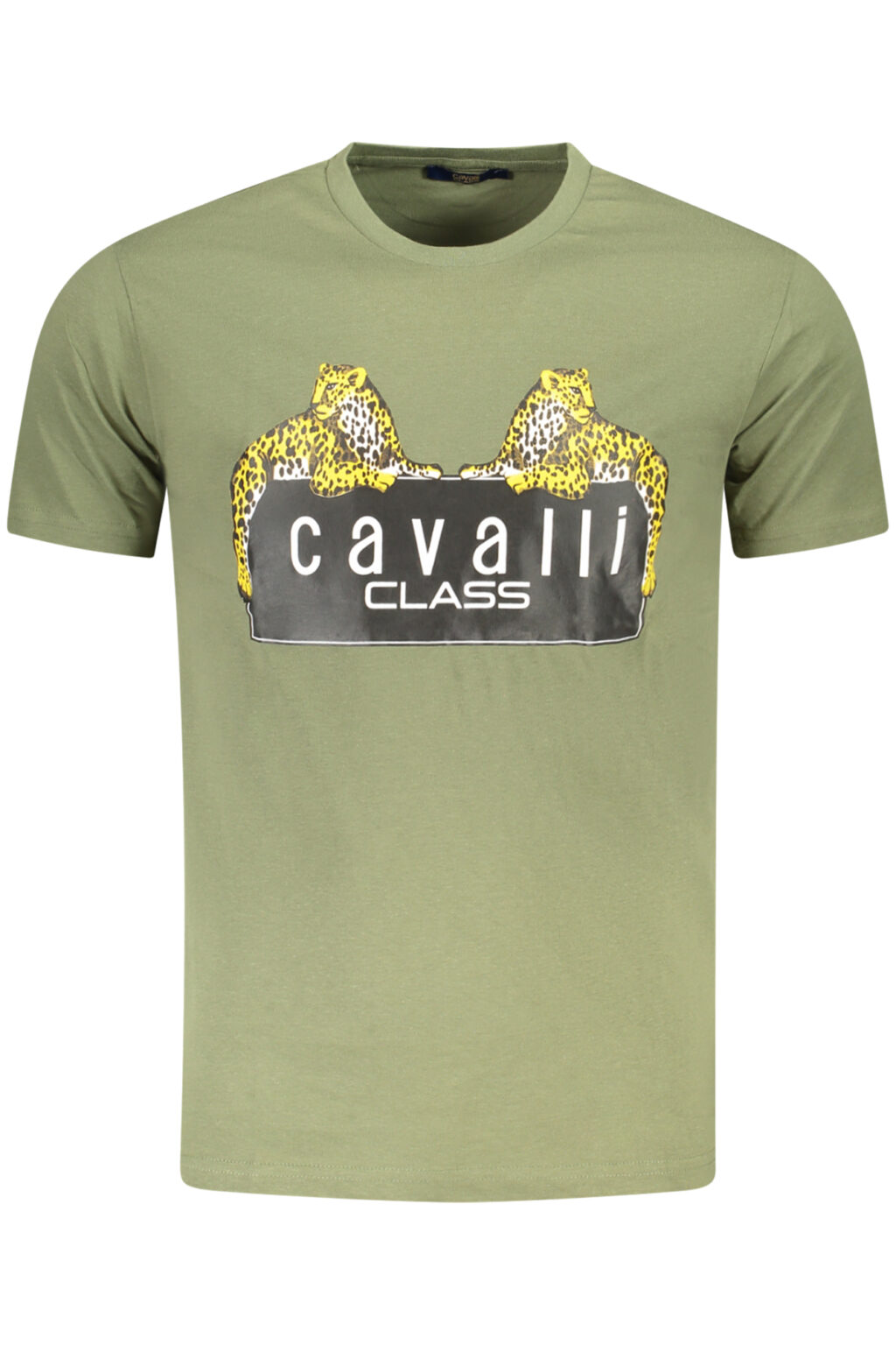 cavalliclasst-shirtmanichecorteuomoverde_1 CAVALLI CLASS žali vyriški marškinėliai trumpomis rankovėmis